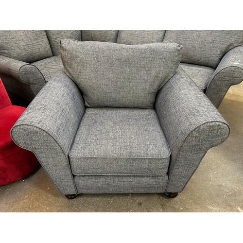 3215 - An SCS Aurora dark grey fabric corner sofa and armchair