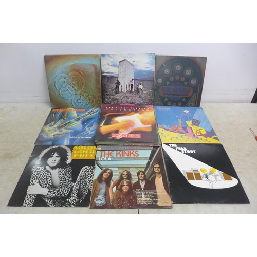 5229 - 15 rock LP records including The Who, The Rolling Stones, Pink Floyd, The Kinks, Free and Jethro Tul... 