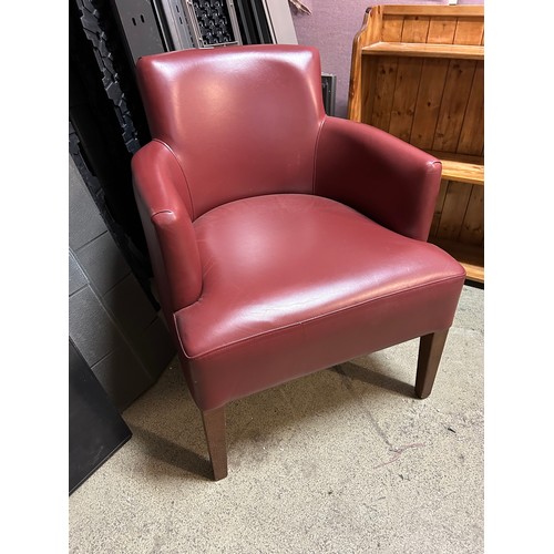 3281 - A burgundy faux leather dining chair