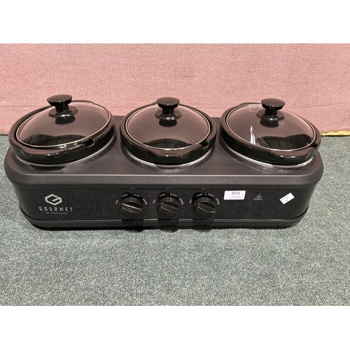 6231 - Gourmet Triple Slow Cooker  (346-132) *This lot is subject to Vat