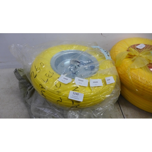 5240 - Three puncture free tyres (360mm dia) and a puncture free tyre (260mm dia) 18/0378* This lot is subj... 