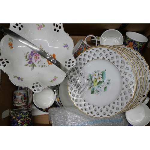 2256 - Adderley Pomona tea and dinnerwares and other mixed china, two boxes **PLEASE NOTE THIS LOT IS NOT E... 