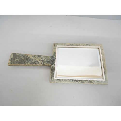 2296 - An Art Deco shagreen and ivory mounted hand mirror, With non-transferable Standard Ivory Exemption D... 