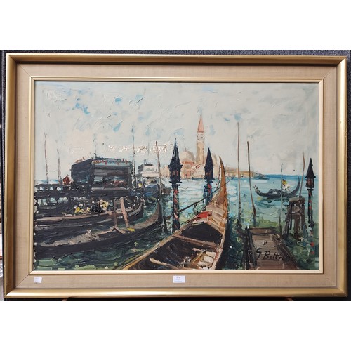 374 - G. Bettrame, Gran Canal, Venice, oil on canvas, framed