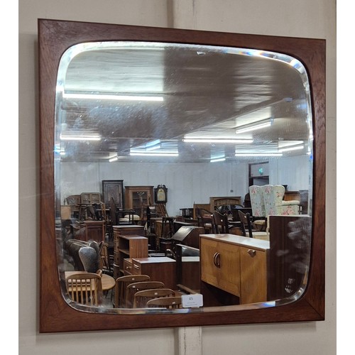 45 - A Danish teak square framed mirror