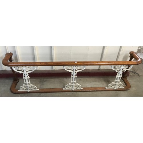 300 - A Victorian oak and cast metal altar rail