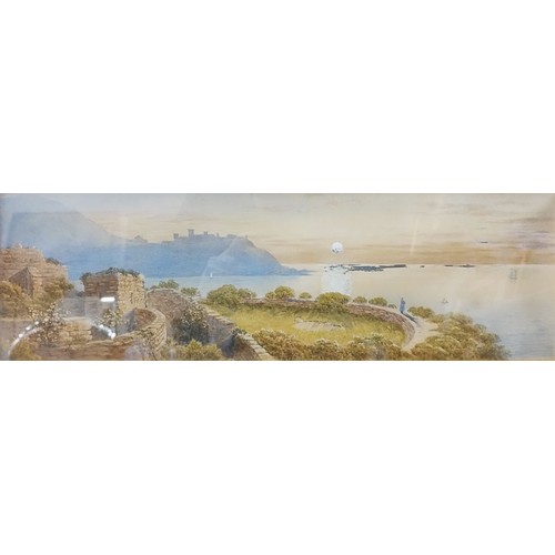 384 - Italian school, coastal scene, watercolour, framed