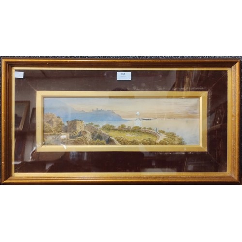 384 - Italian school, coastal scene, watercolour, framed