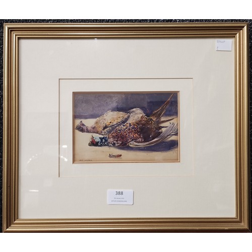 388 - Nora Davison (1881-1905), Hen and Cock Pheasants, watercolour on paper, framed