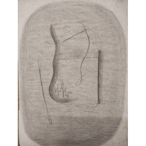 390 - Manner of Henry Moore, an abstract, pencil on paper, unframed