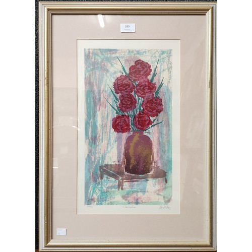 399 - A signed Ian King limited edition silkscreen print, Carnation, no. 30/90