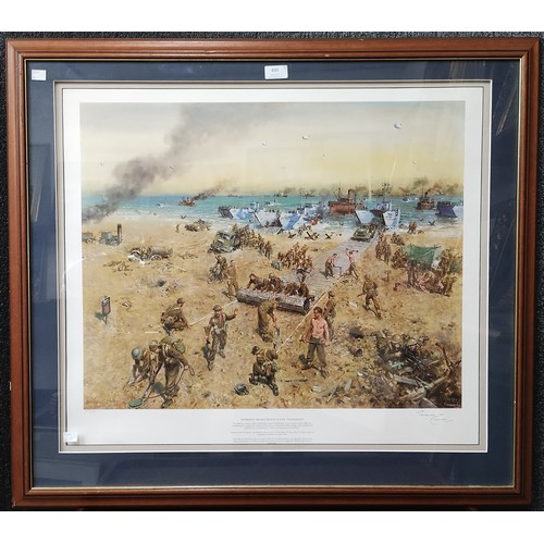 400 - Terence Cuneo, Pioneers, Sword Beach, D-Day, Normandy, signed limited edition print, no. 49/850, fra... 