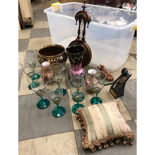 316 - Assorted items, including; glassware, pottery, a barometer etc.