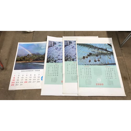 323 - A 1969 Pan-Am calendar and two Shell calendar prints