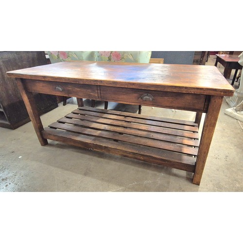 298B - A large Victorian style stained pine work table