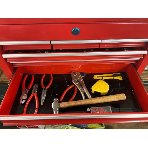 5495 - A Hum Boldt red metal 6 drawer tool box kit including sockets, socket wrenches, drill bits, screwdri... 