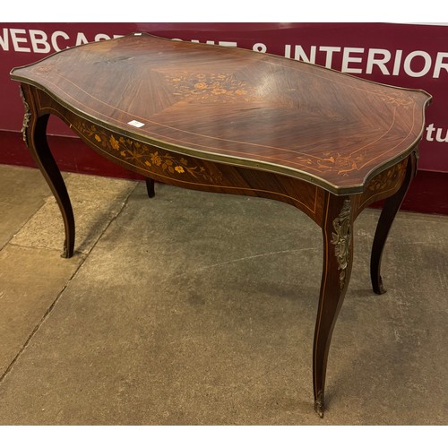 95 - A 19th Century French marquetry inlaid rosewood and ormolu mounted serpentine centre table