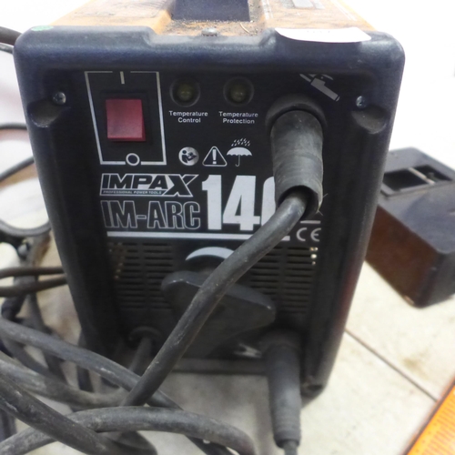 5047 - An Impax IM-ARC 140 welder with mask and a quantity of general purpose welding electrodes