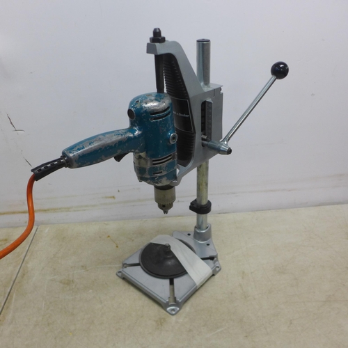 5048 - A Draper MS550 precision mitre saw, a Black and Decker drill press and power drill and a rotary mowe... 