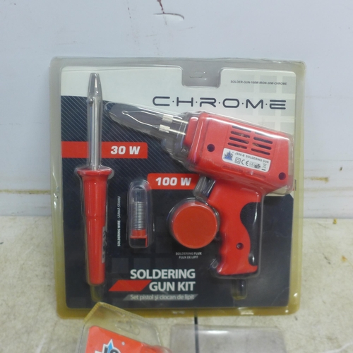 5064 - A battery powered cordless soldering iron, a JS Jinshun soldering iron and a C.H.R.O.M.E soldering g... 