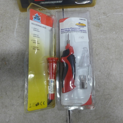 5064 - A battery powered cordless soldering iron, a JS Jinshun soldering iron and a C.H.R.O.M.E soldering g... 