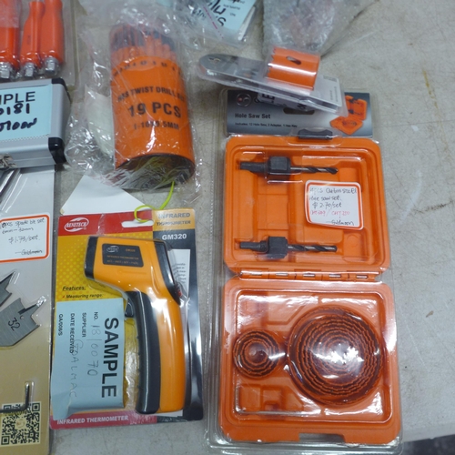 5070 - A large box of assorted tools and other items including an assorted screwdriver set, a Clarke Pro 9 ... 