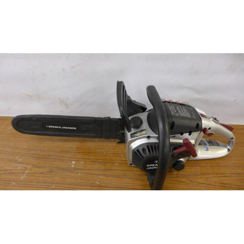 5213 - A Spear and Jackson SPJCS-38 petrol driven chainsaw and a petrol driven hedge cutter *Police reposse... 