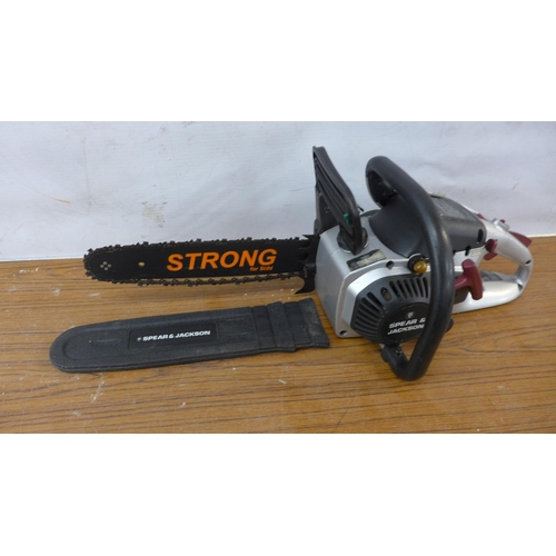 5213 - A Spear and Jackson SPJCS-38 petrol driven chainsaw and a petrol driven hedge cutter *Police reposse... 