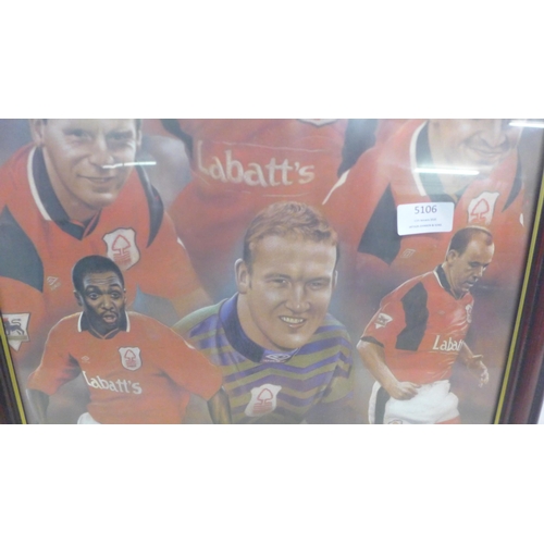 5106 - A Nottingham Forest FC tribute montage, framed