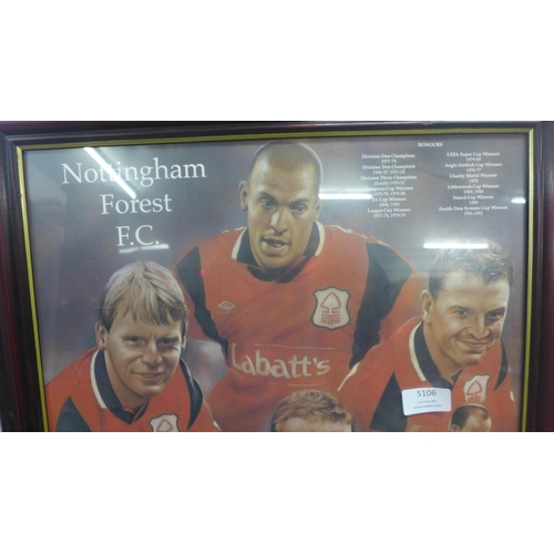 5106 - A Nottingham Forest FC tribute montage, framed