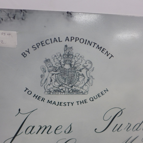 5107 - A tin plate James Purdey royal seal advertising sign