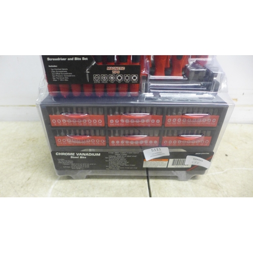 5111 - A Mr.Blacksmith 100 piece chrome vanadium screwdriver and bits set and a car cover in a bag
* This l... 