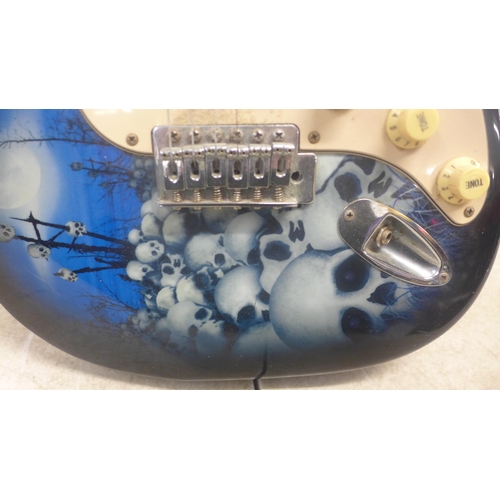 5125 - A Jaxville electric guitar with gothic skull graphic