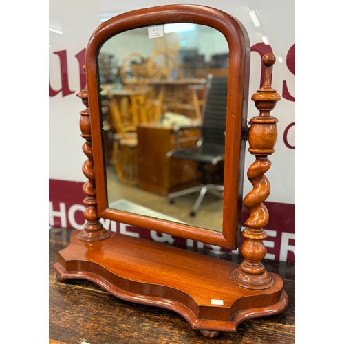 157 - A Victorian mahogany barleytwist toilet mirror