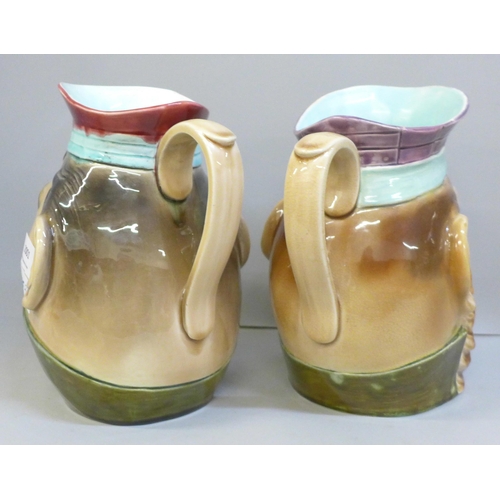 2001 - Two large Sarreguemines Sailor character jugs with impressed marks to base, 7891 and 7892