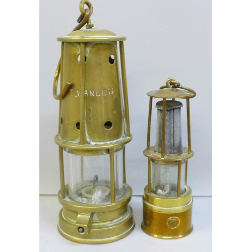 2004 - Two brass miners lamps