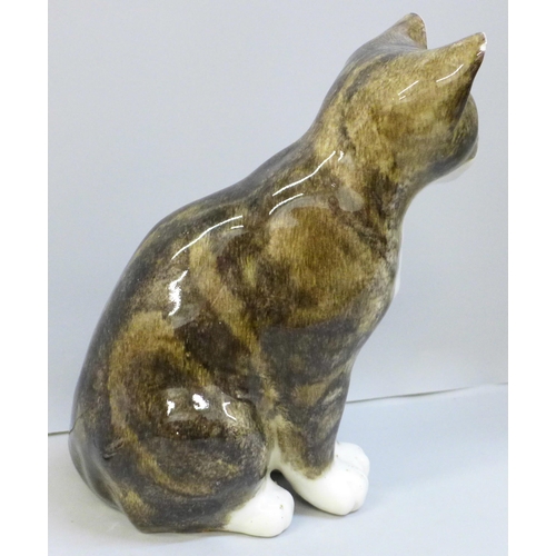 2005 - A Winstanley model cat, signed Mike Hinton, 23.5cm, and a Staffordshire rabbit