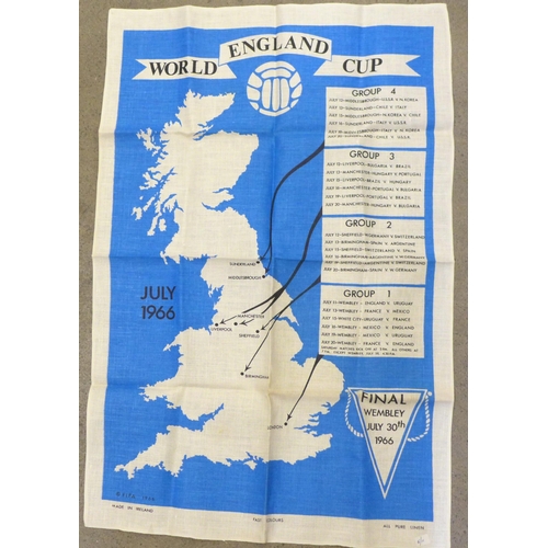 2013 - A 1966 England World Cup finals linen tea towel, map, fixtures and venues