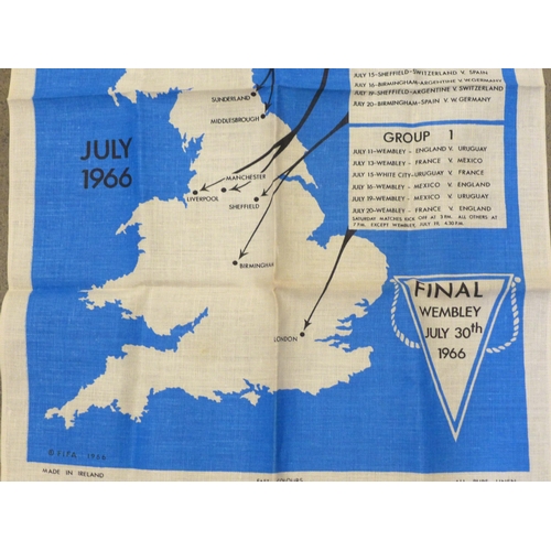 2013 - A 1966 England World Cup finals linen tea towel, map, fixtures and venues