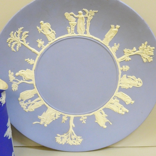 2014 - A Wedgwood Jasperware plate and jug, plate 24cm