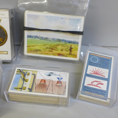 2041 - Cigarette cards; seven complete sets of cigarette cards including Wills 'Golfing' and 'Rugby Interna... 