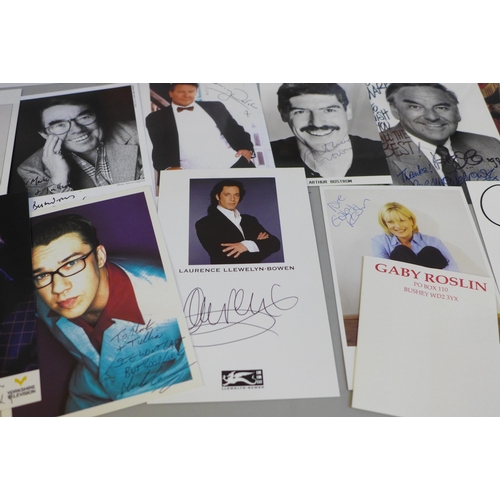 2045 - Autographs including Terry Wogan, Timothy Dalton, Bill Bailey, Ronnie Corbett, Steve Wright, DLT, et... 