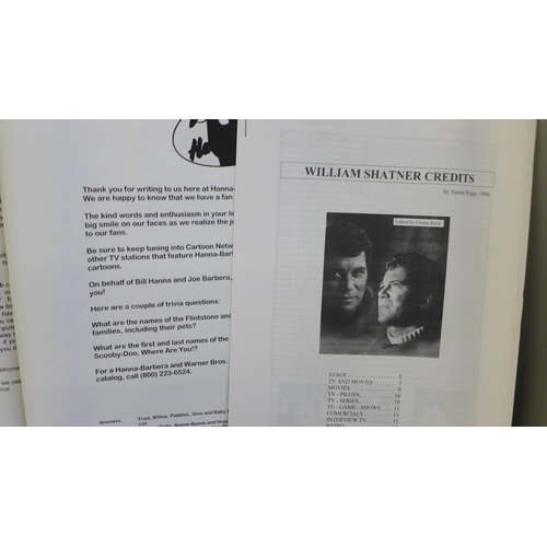 2062 - Two autographs, William Shatner/Captain Kirk, with certificate, and Joe Barbera, (cartoon creator)