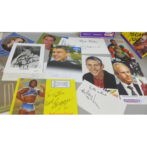 2067 - Twenty-two autographs, Muhammad Ali, Frank Bruno, Henry Cooper, Jackie Charlton, Sven Goran Eriksson... 