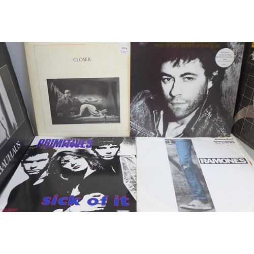 2074 - Ten LP records, Ramones, Psychedelic Furs, Joy Division, Bauhaus, etc.