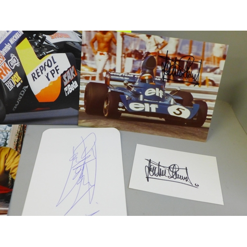 2080 - Motor racing autographs including a Honda brochure signed by Valentino Rossi, Murray Walker, Carl Fo... 