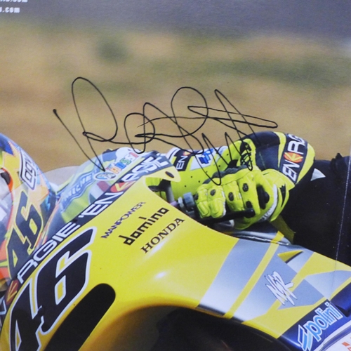 2080 - Motor racing autographs including a Honda brochure signed by Valentino Rossi, Murray Walker, Carl Fo... 