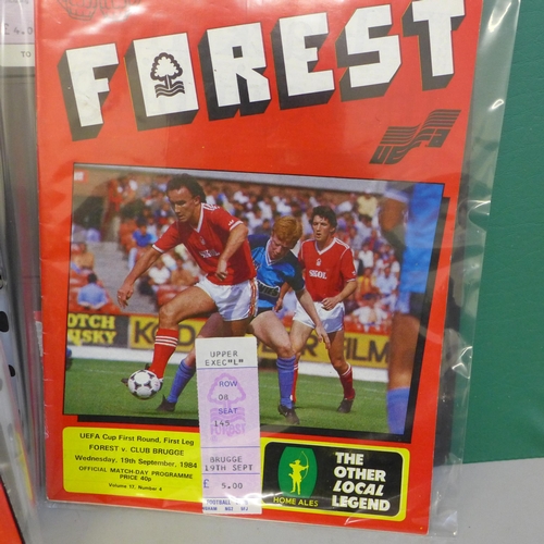 2097 - Football memorabilia; an album of 24 Nottingham Forest match tickets, home and away, six with match ... 