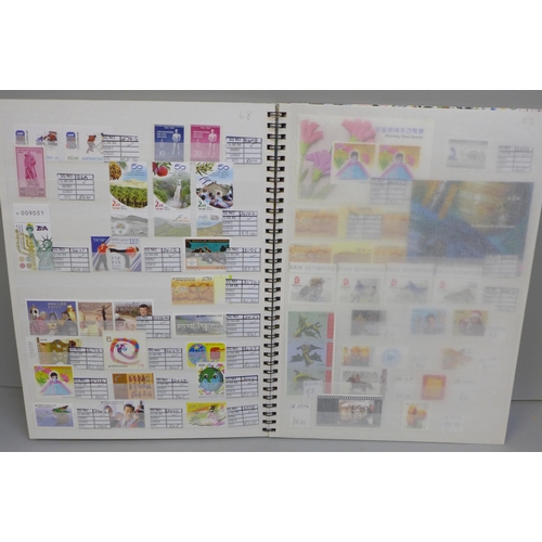 2101 - Stamps; stockbook of world unmounted mint stamps, mainly in complete sets