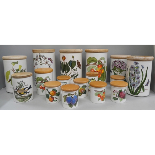 2110 - A collection of Portmeirion storage jars and spice jars with lids, 27, (2 boxes) **PLEASE NOTE THIS ... 